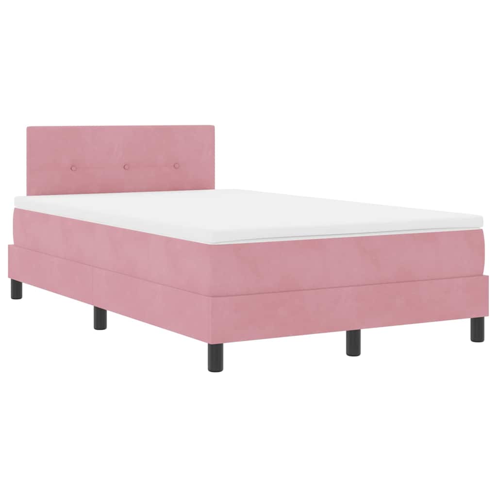 LED Box Spring Bed with LED Light Strips Pink 120 x 200 cm Velvet