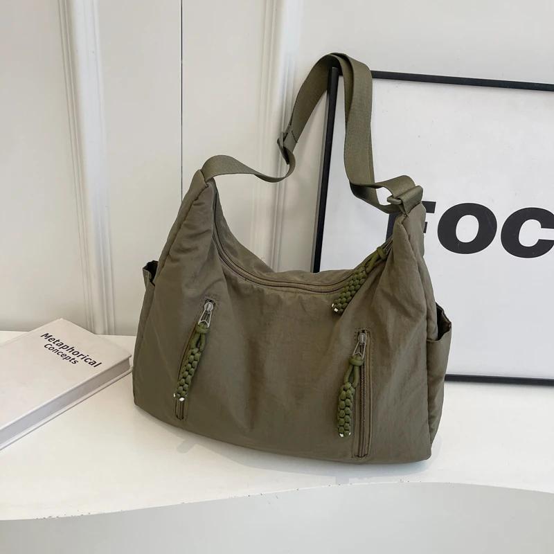 Новая повседневная универсальная косая кроссовая студенческая модная сумка через плечо большой вместимости, однотонная, холщовая