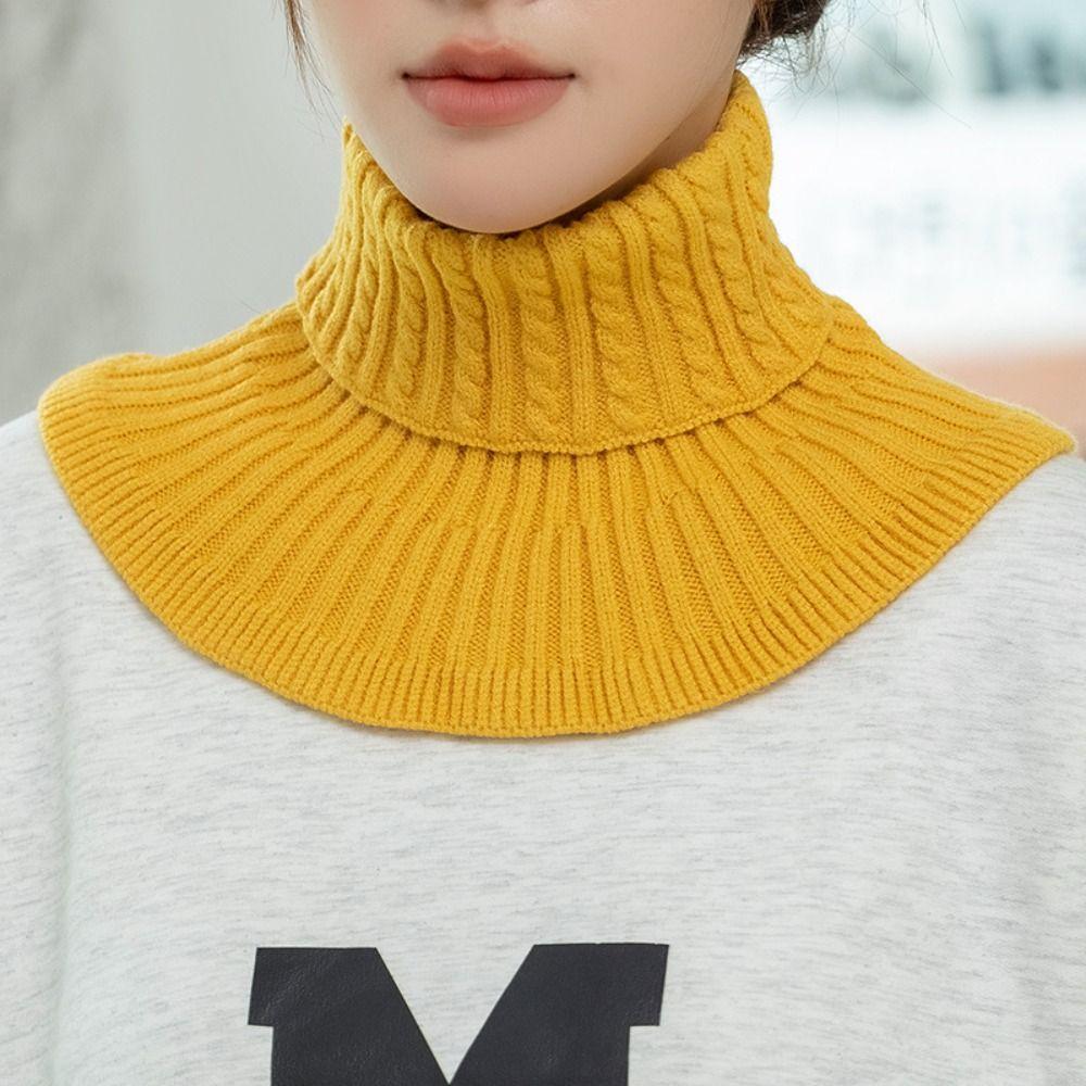Solid Color Wraps Knitted Bib Warm Scarf Wool Scarf Simple Turtleneck Fake Collar  Autumn Winter