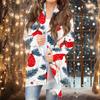 Women's Fashion Casual Christmas Print Medium Length Cardigan Jacket Coat