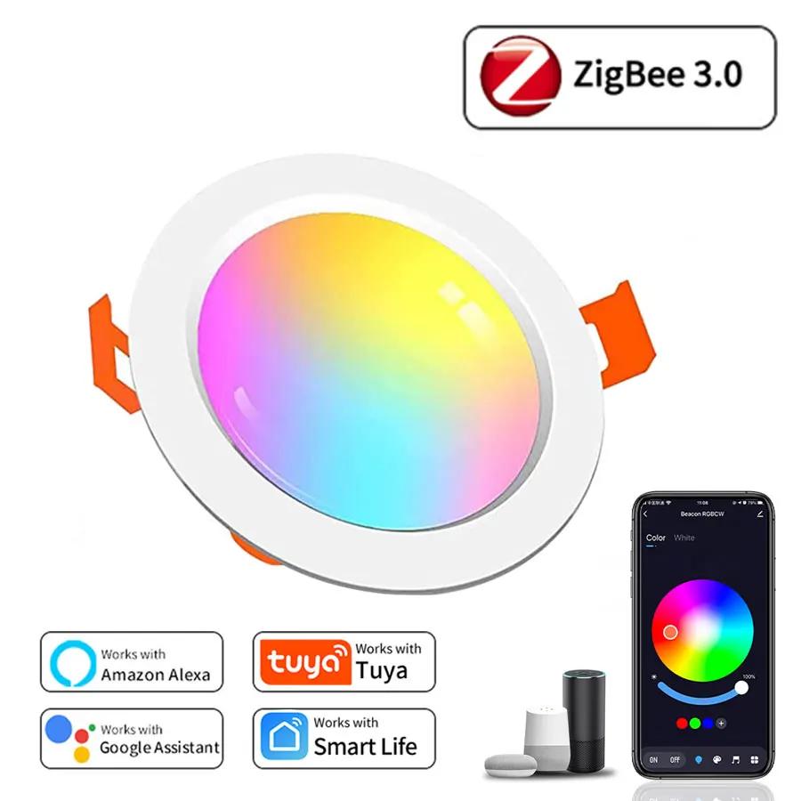 WiFi Smart LED Downlight ZigBee Downlight 5W 7W 10W 15W Dimmable Round Spotlight Color Change Alexa Google Home Voice Control