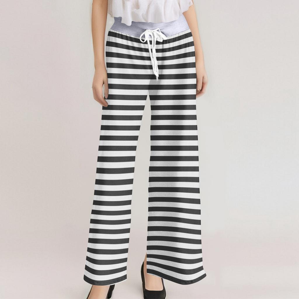 Женские модные повседневные удобные пижамные брюки с принтом и широкими штанинами на шнурке