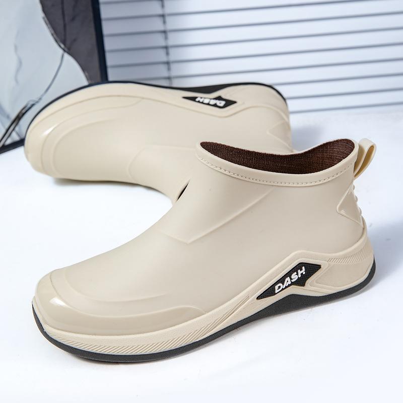 Мужские модные короткие непромокаемые сапоги, нескользящие, водонепроницаемые, кухонные, резиновые сапоги, мягкая подошва, износостойкая обувь для автомойки, для работы и отдыха на воде