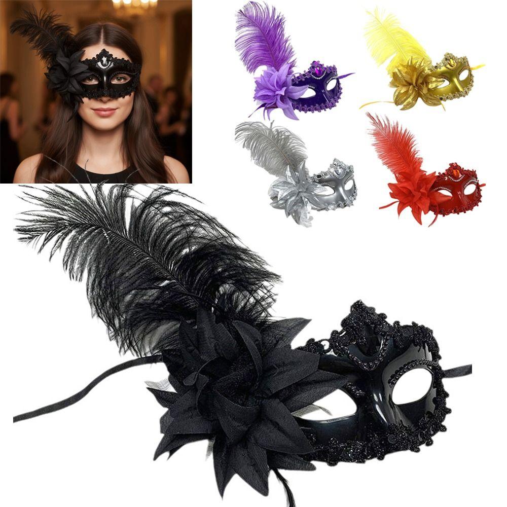 Rhinestone Decoration Venetian Mask Feather Party Mask Masquerade Mask Masquerade Ball