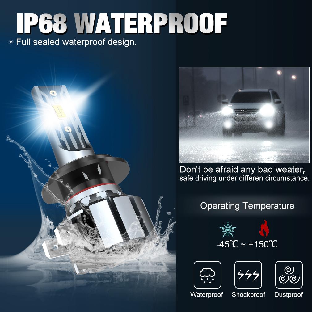 2 шт. H4 светодиодные фары H7 30000LM HIR2 9012 H1 Canbus без ошибок H11 H8 H16 9005 9006 HB3 HB4 светодиодные белые светодиодные противотуманные фары автомобильные фары безвентиляторные фары