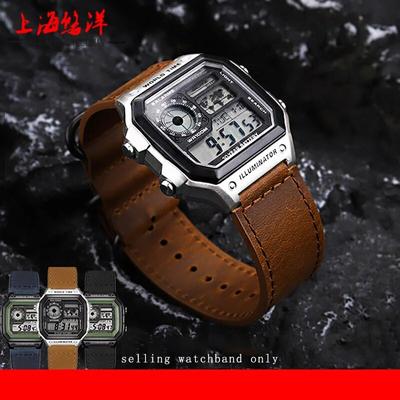 Ремешок для часов Casio, небольшой квадратный ремешок AE1200/AE-1300/F-108/W-216, винтажные кожаные часы с браслетом 18 мм, аксессуар-браслет