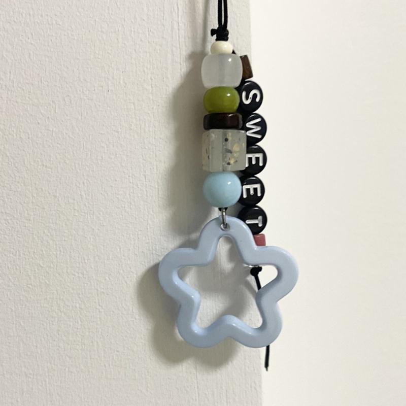Fashion Five-pointed Star Bead Hanging Pendant Sweet Cool Phone Strap Bag Decoration Hanging Lanyard for Girls Women