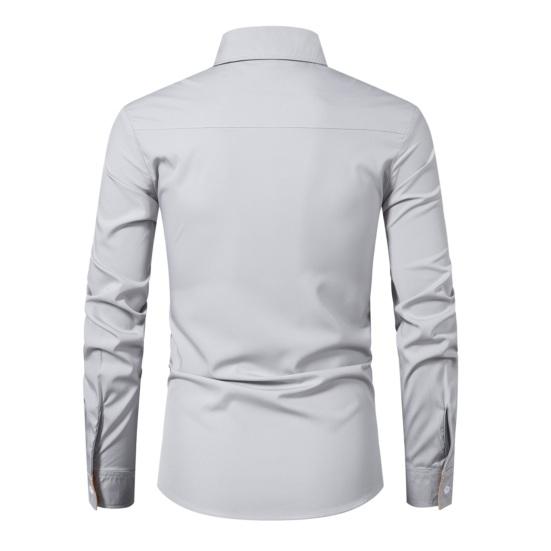 Осенне-весенняя мужская рубашка в деловом стиле, приталенная однобортная однобортная рубашка с длинными рукавами и пуговицами, мягкий дышащий мужской офисный топ средней длины