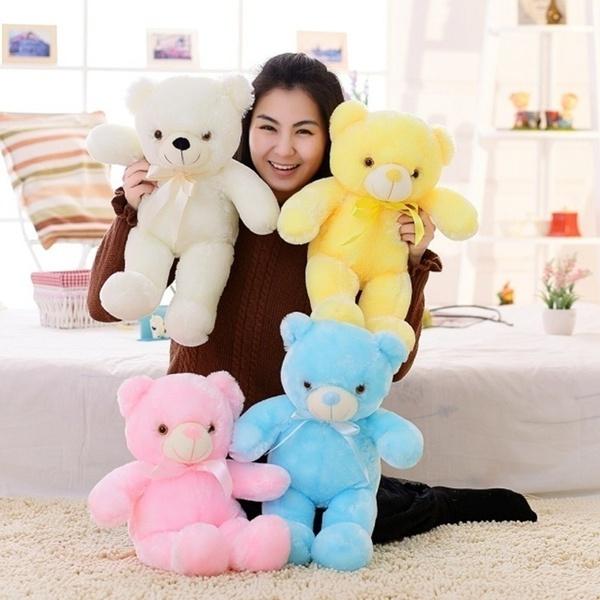 30/50cm Creative Light Up LED Teddy Bear Stuffed Animals Plush Toy Colorful Glowing Teddy Bear Christmas Gift for Kids Pillow Toy