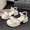 New Leather One-word Buckle Summer Sweet Fashion Thick-soled Muffin Bottom Non-slip and Thin Versatile Women's Sandals