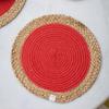 Jute Set of 2 Dining Table Mat 30Cm Round Mat - Coral (Single Ring) | Used As Centre Table Decor Placemat/House Warming Gifts for New Home