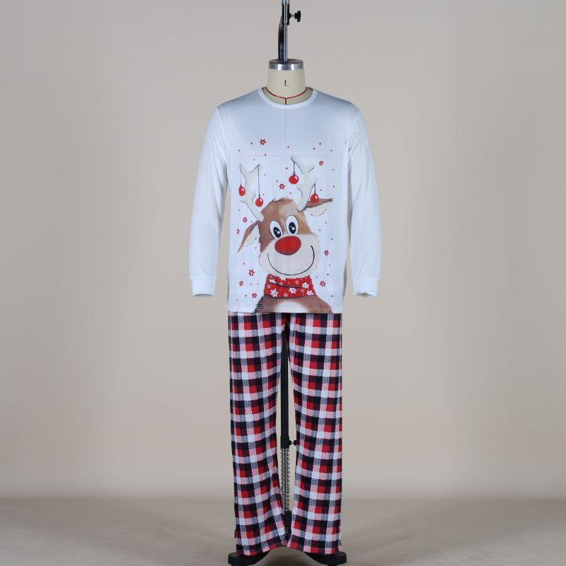 2025 Elk Print Parent-Child Christmas Pajamas Set - Long Sleeve Autumn/Winter Family Homewear