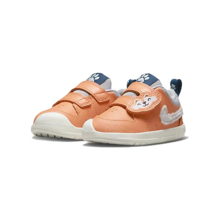 Nike Pico 5 Маленькие Кожаные Прочные Низкие Спортивные Повседневные Кроссовки для Малышей Белые Оранжевые DQ8371-800