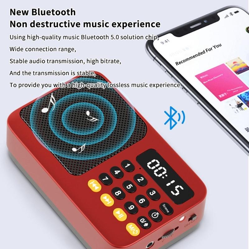Портативное FM-радио Bluetooth 5.0 Маленький аварийный перезаряжаемый звуковой ящик Мини-винтажный динамик MP3-плеер Поддержка карты TF USB-накопителя