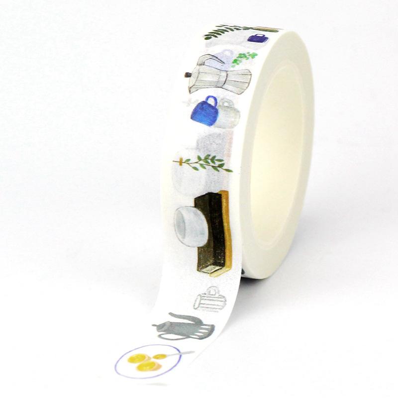 NEW 1PC. 10M Decorative Kitchen Books and Cactus Japanese Paper Washi Tape Set for Scrapbooking Journaling Cute Stationery