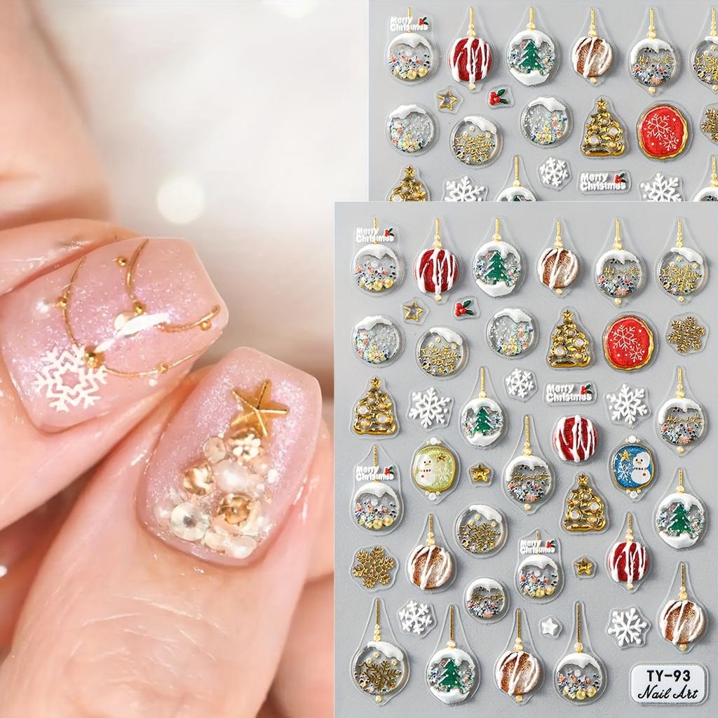 5D Объемная наклейка для ногтей Рождественская елка Снежинка Рождественский дизайн ногтей Украшение Слайдер Маникюрное украшение Рождественские принадлежности для ногтей