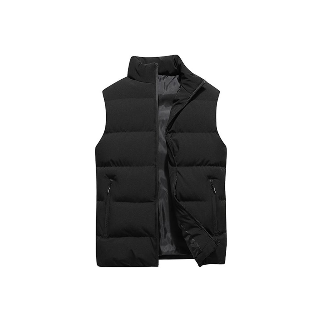 Men's Solid-color Casual Vest, Men's And Women's Zipper Stand-up Collar Thickened Warm Vest Jacket