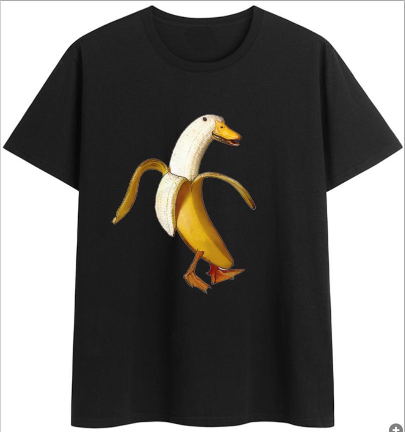COTTON 100% Hot European and American Funny Banana Undress Short-sleeved Women's T-shirt Tops Oversized T Shirt