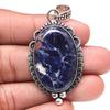 Pendant Blue Sodalite Gemstone Handicraft Valentine'Day Silver Jewelry 2.25"