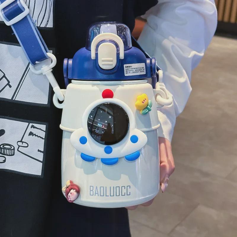 Термос с трубочкой Astronaut Kids из нержавеющей стали 316 — большая емкость, подходит для использования на открытом воздухе, стильный дизайн