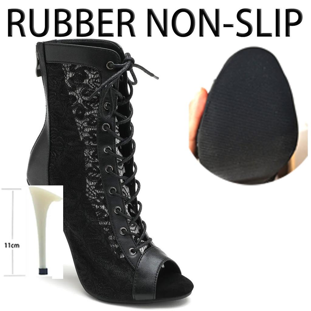 Women High Quality Thin High Heels Comfort Lace-up Boot Stilettos Jazz Dance Female Shoes Street Sexy Booties