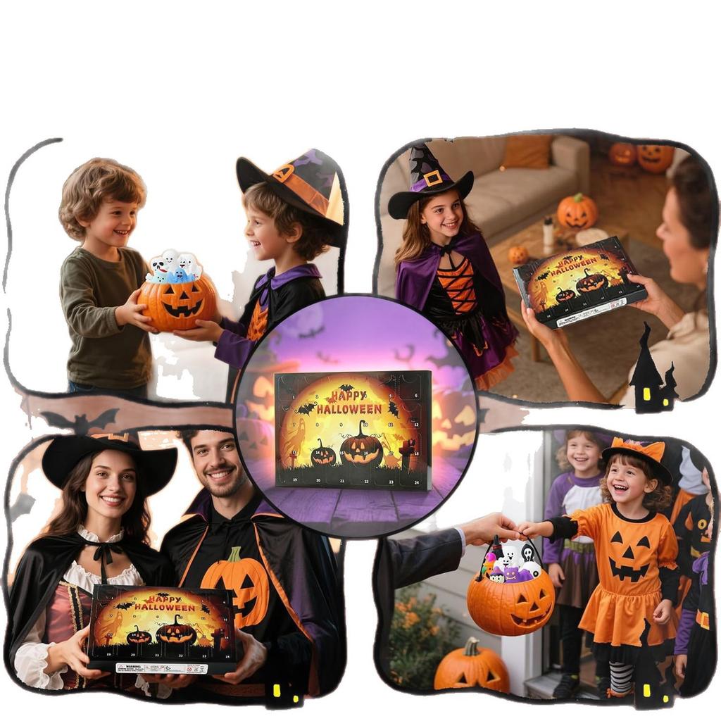 Pumpkin-Shaped Halloween Advent Calendar Countdown Box for Kids, Candy Storage, Holiday Decoration, Christmas Gift