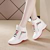 "2024 Autumn/Winter Women's High-Top Wedge Sneakers - Inner Height Increase, Thick Sole, Double Zipper, White Casual Trend"