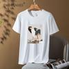Summer Letter Printed T Shirt Women Chic Tees Cotton Clothes Loose Casual Pullover Tops