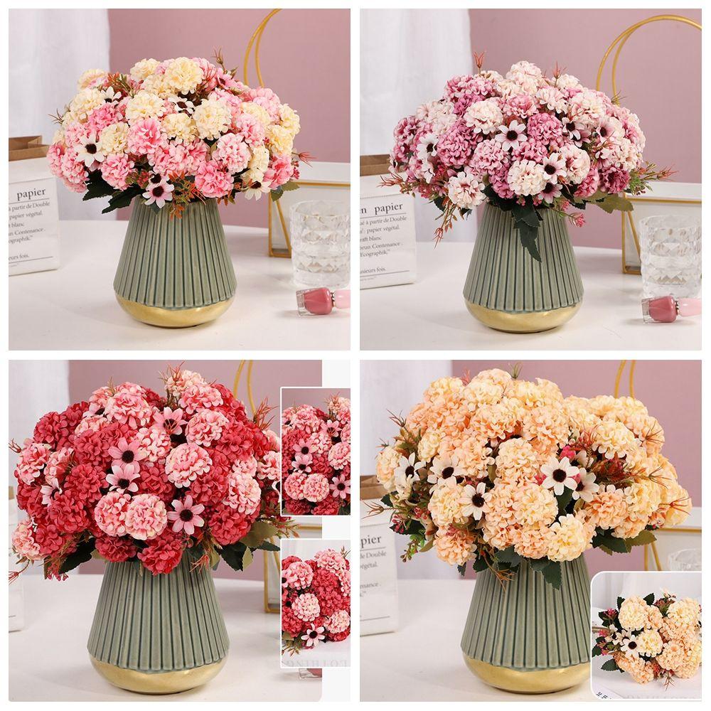 Украшение Сделай сам Поделки Настольный декор Ретро Шелковая роза Гортензия Пион Искусственный цветок Искусственный букет