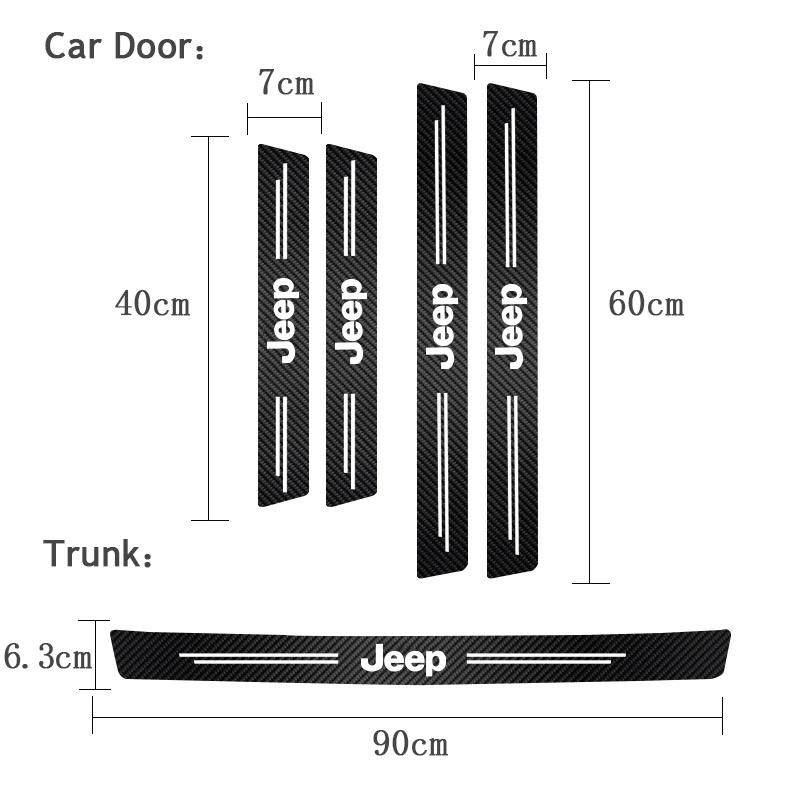 5Pcs Carbon Fiber Car Door Sill Protector Sticker for Jeep Renegade Wrangler JK JL Anti-Scratch Threshold Guard Auto Accessories ALV1