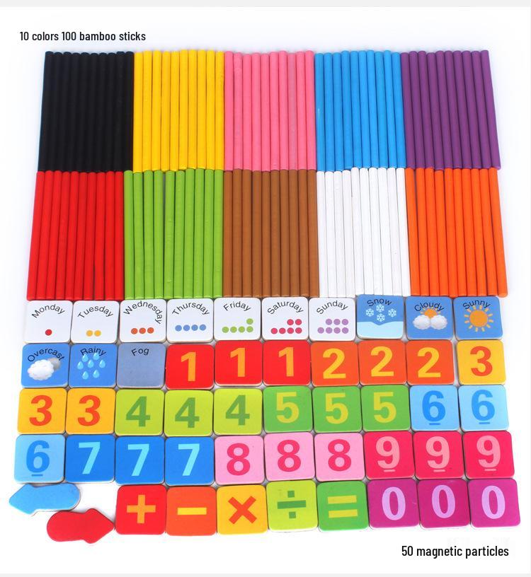 Montessori Wooden Math Teaching Aids for Kids - Counting Sticks for Early Education (Ages 1-6)