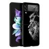 Lion Wild Animals Phone Case For Samsung Galaxy Z Flip3 Flip4 Flip5 Shell For Z Flip 3 Flip 5 4 5G Black Hard Folding Cover