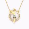 Nidin High Quality Round Shape Mama Children Shine Zircon Pendant Necklace For Women Clavicle Chain Jewelry Mother's Day Gifts