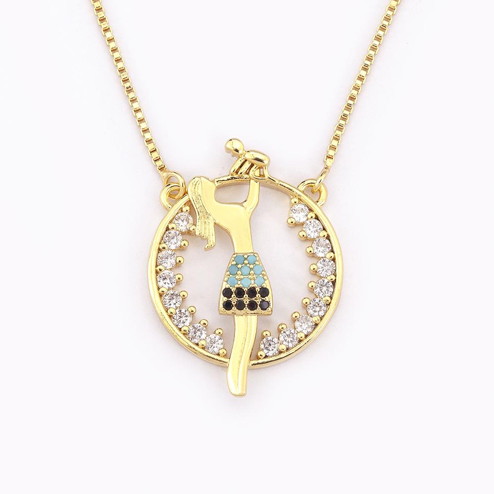 Nidin High Quality Round Shape Mama Children Shine Zircon Pendant Necklace For Women Clavicle Chain Jewelry Mother's Day Gifts