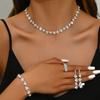 Bridal Set Five-piece Necklace Earrings Bracelet Ring Grab Chain Rhinestone Jewelry Banquet Jewelry