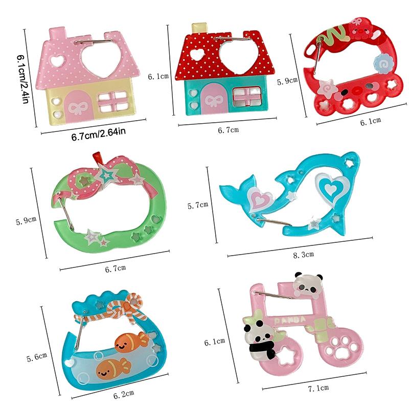 Акриловый мультяшный держатель для брелока в стиле инс, декор в форме дома, музыкальной ноты, яблока, для подвески на сумку, крючок для DIY, подвеска для ключей