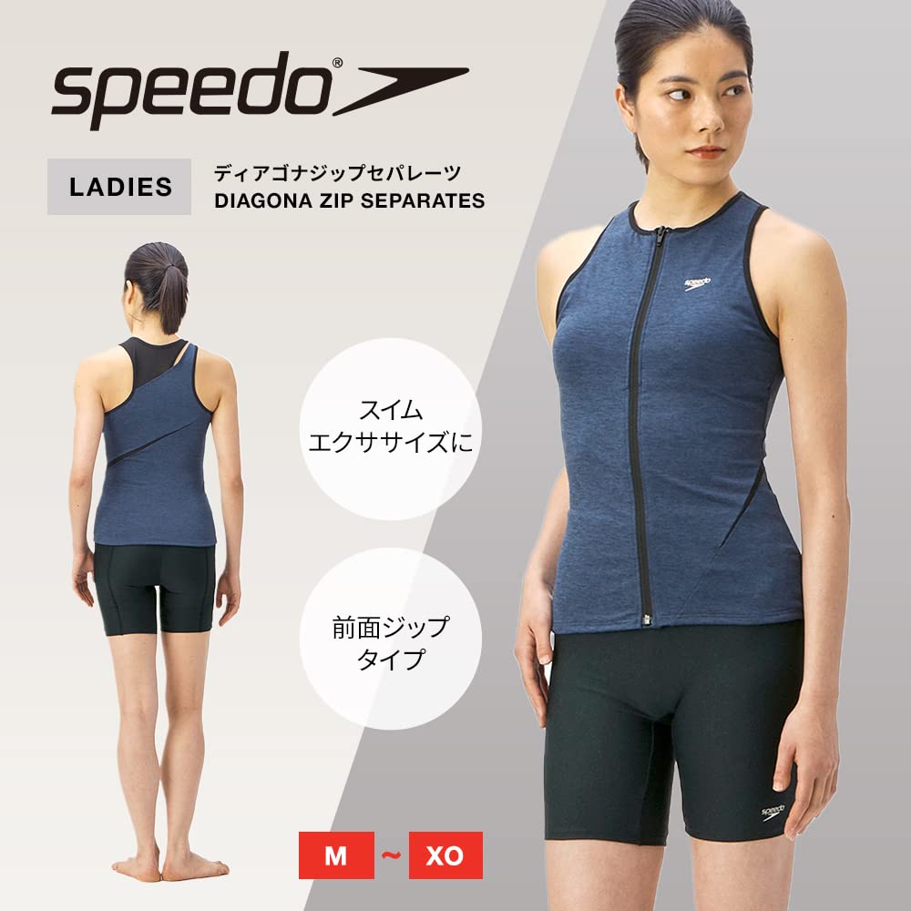 Speedo Diagona Zip Separates Fitness Dusty XOT Women's Swimsuit, Green,