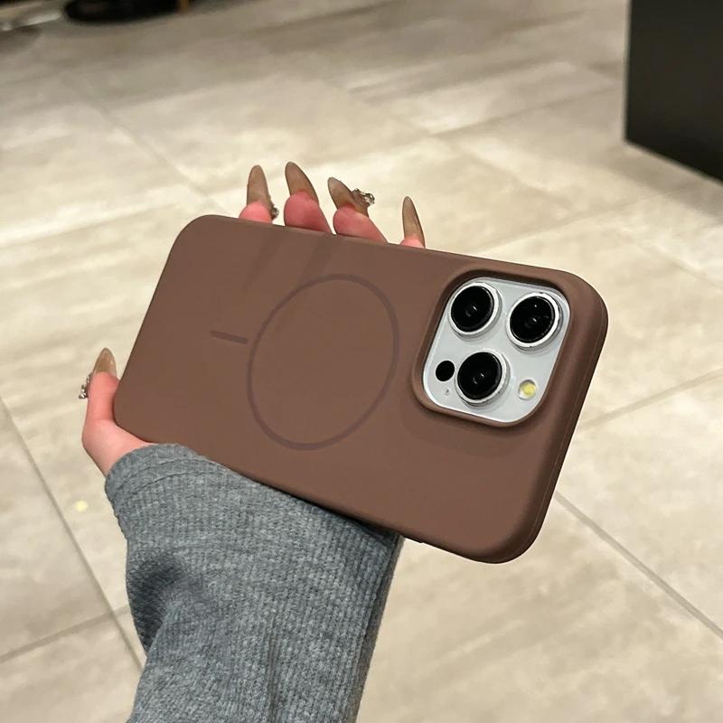 Жидкий силиконовый чехол Magsafe для iPhone 11 12 13 14 15 16 Pro Max Plus Магнитное беспроводное зарядное устройство Противоударный бампер