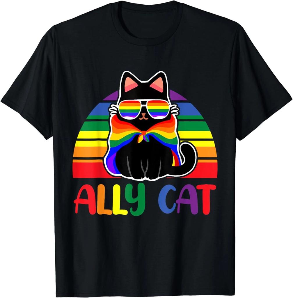 LGBT Ally Cat Be Kind Gay Rainbow LGBTQ Flag Unisex T-Shirt