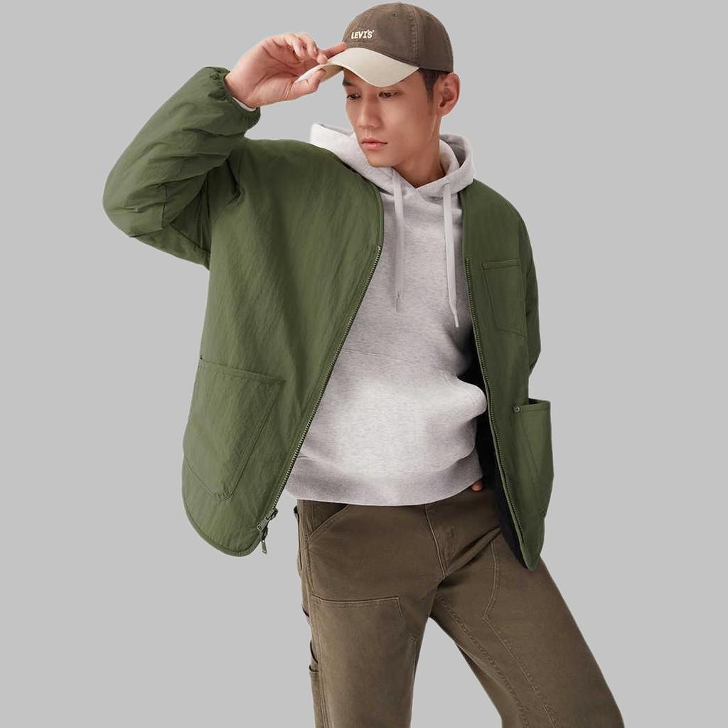 Куртка Levis Loose из искусственной овчины, двусторонняя, с длинным рукавом, мужская, куртки, зеленый, 002PX-0001