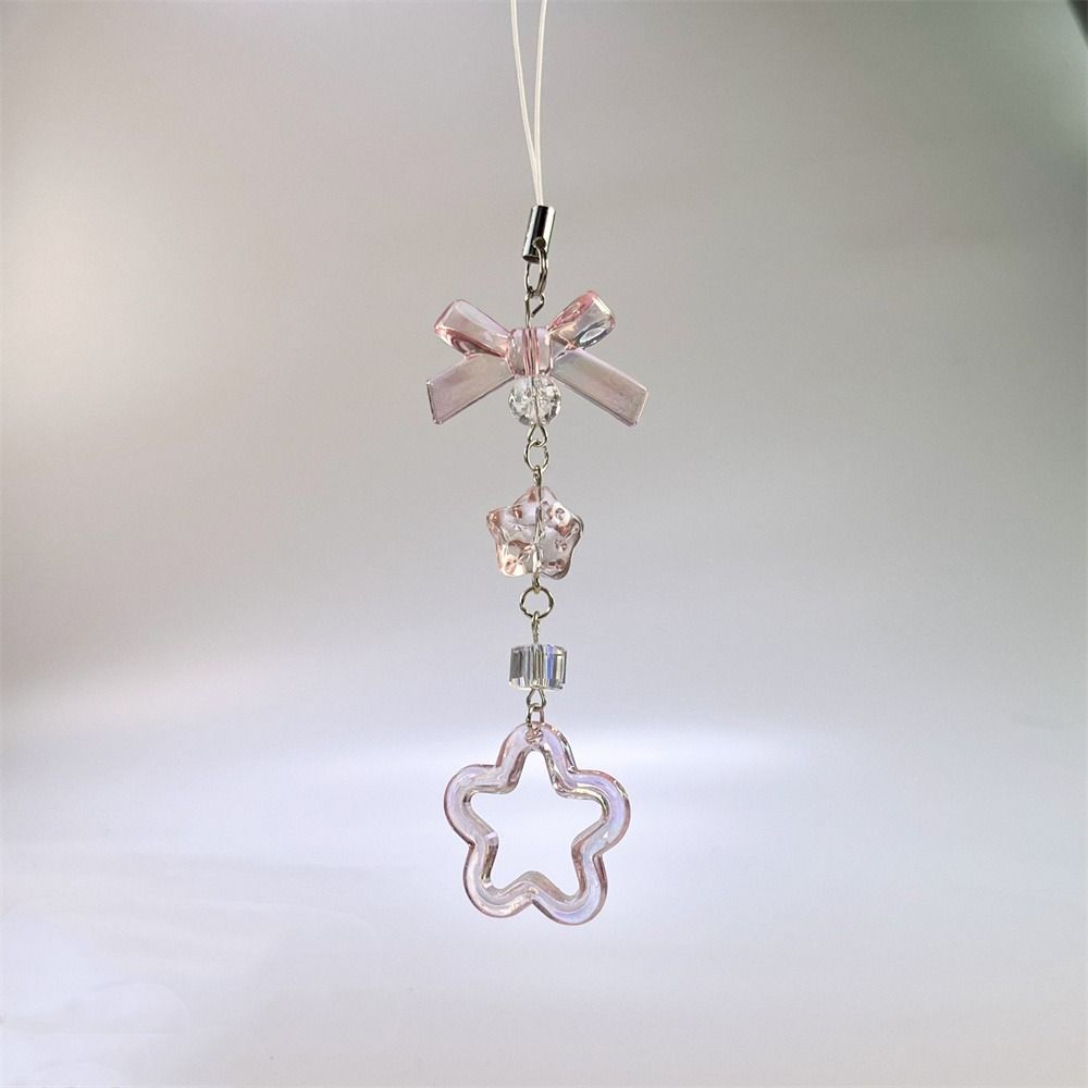 Pink Kawaii Y2K Star Phone Charms Pendant Cute Butterfly Bead Handmade Sweet Girl Keychain For Camera New