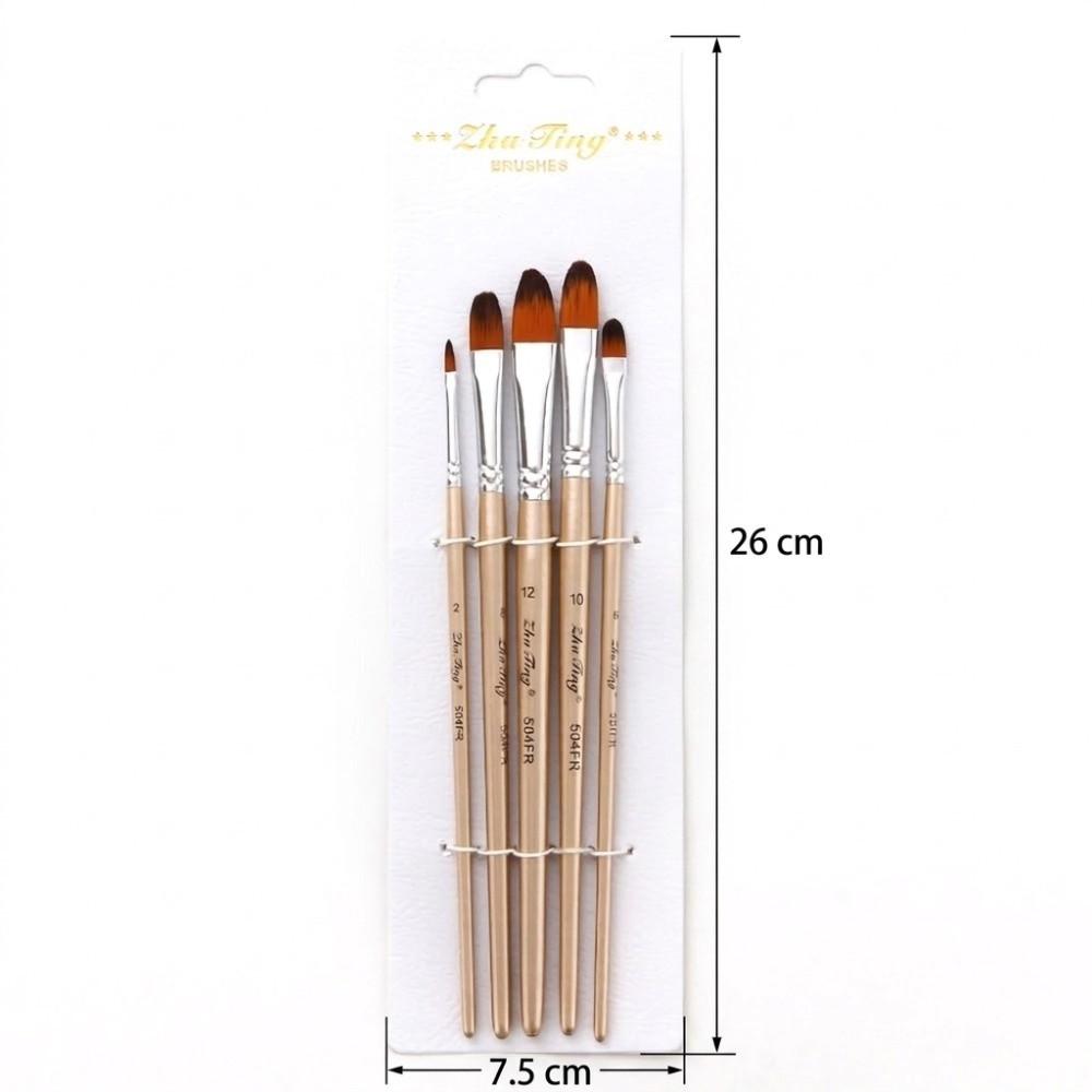 5Pcs Multipurpose Nylon Hair Paint Brushes Wooden Handle Wooden Handle Paintbrushes Rock Painting