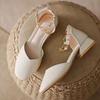 Baotou sandals fairy wind 2025 summer new student versatile thick heel word with middle heel single shoes ins tide