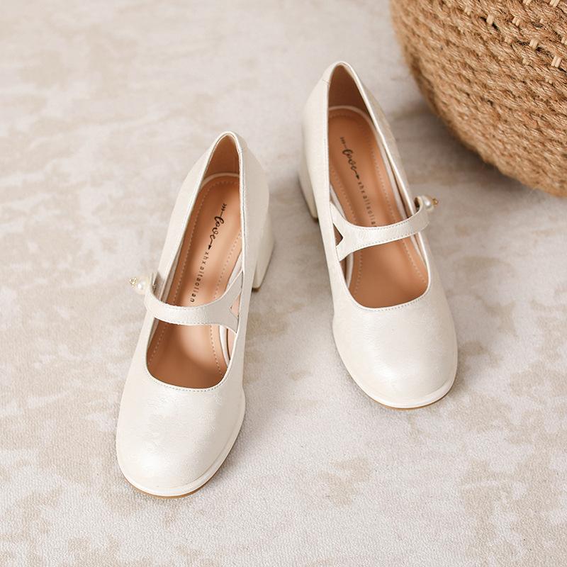 Leather Flat for Huizhou Women's Shoes Grape Mother Same Single Shoes French Spring New Mary Jane Shoes High Heels