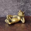 Funny Brass Lying Thinking Frog Miniature Figurines Desk Ornaments Decors Crafts Accessories Vintage Copper Animal Tea Pets