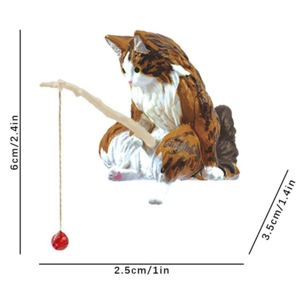 Cute Cat Fishing Fish Tank Ornaments Creative Mini Kitten Fishing Ornament Aquarium Tanks Miniature Figurines Decoration