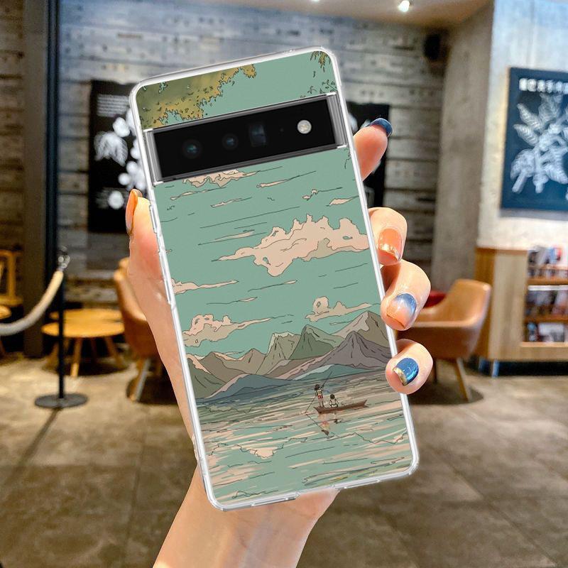 INS Корейский Закат Пейзаж Чехол для Телефона Для Google Pixel 8 7 6 Pro Мягкий Чехол Для Pixel 6A 5 4 5A 4A 3A XL 5G Силиконовый Прозрачный Чехол