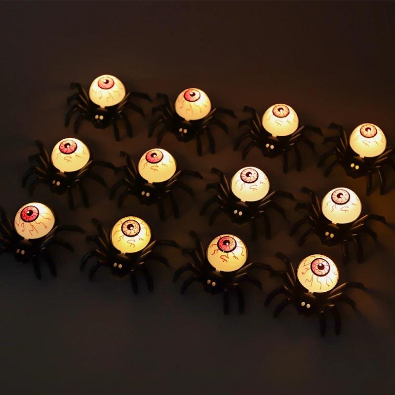 Halloween LED Spider Lighting Ornament Horror Eyeball Skull Lamp Atmosphere Prop Party Ghosts Decorations Halloween Decor Home