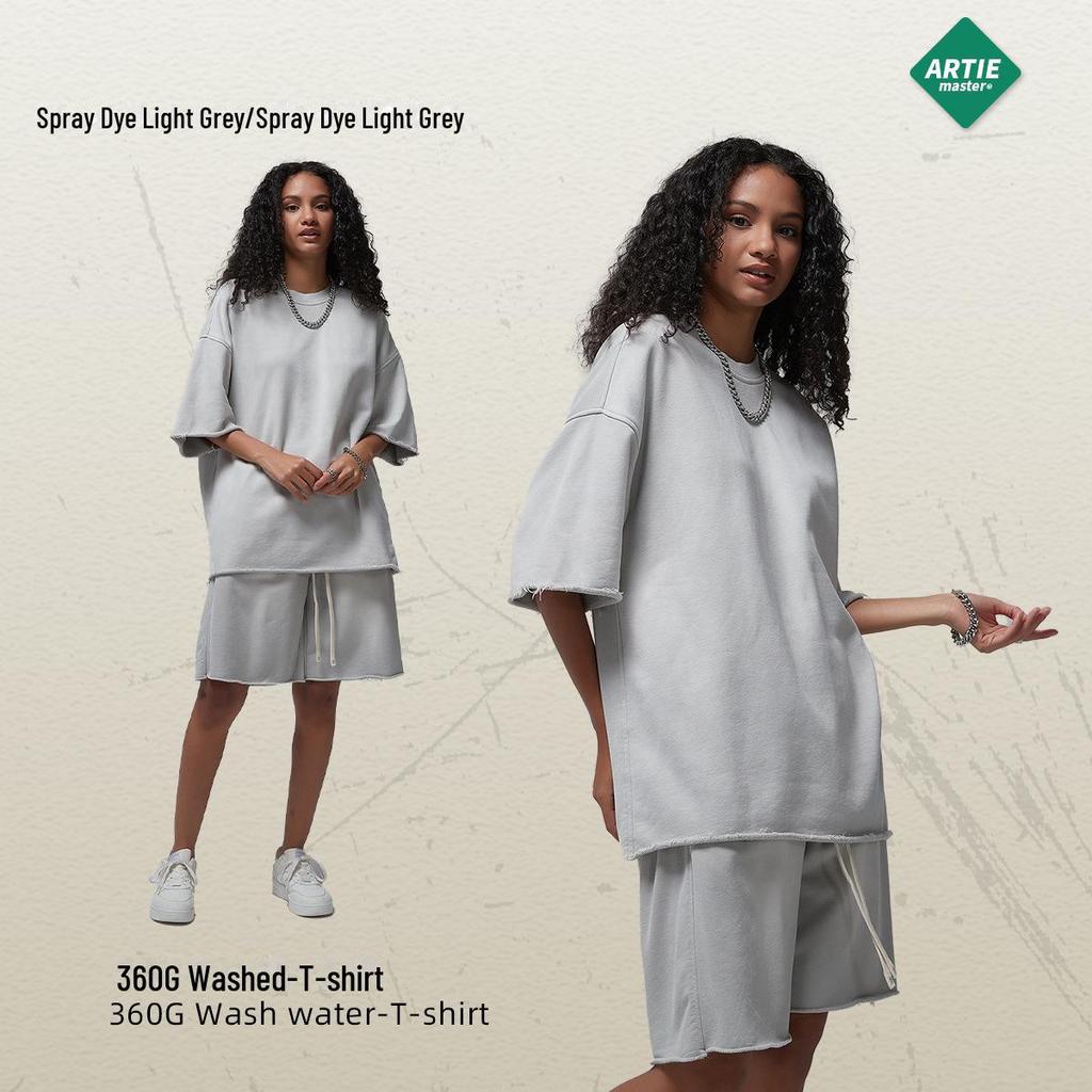 Мужская летняя футболка ARTIE белого цвета с эффектом потертости, окрашенная распылением | Коллекция 2024 г.