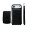 For iPhone Air Case Detachable Zipper Card Bag PU TPU Kickstand Phone Case with Strap